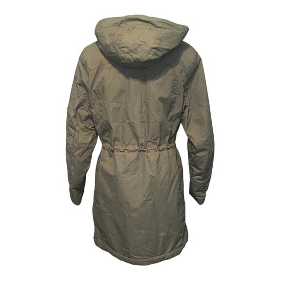 L.L. Bean 271140 Parka Womens Sz Medium Petite Green Hooded Jacket Full Zip Snap - Picture 6 of 9